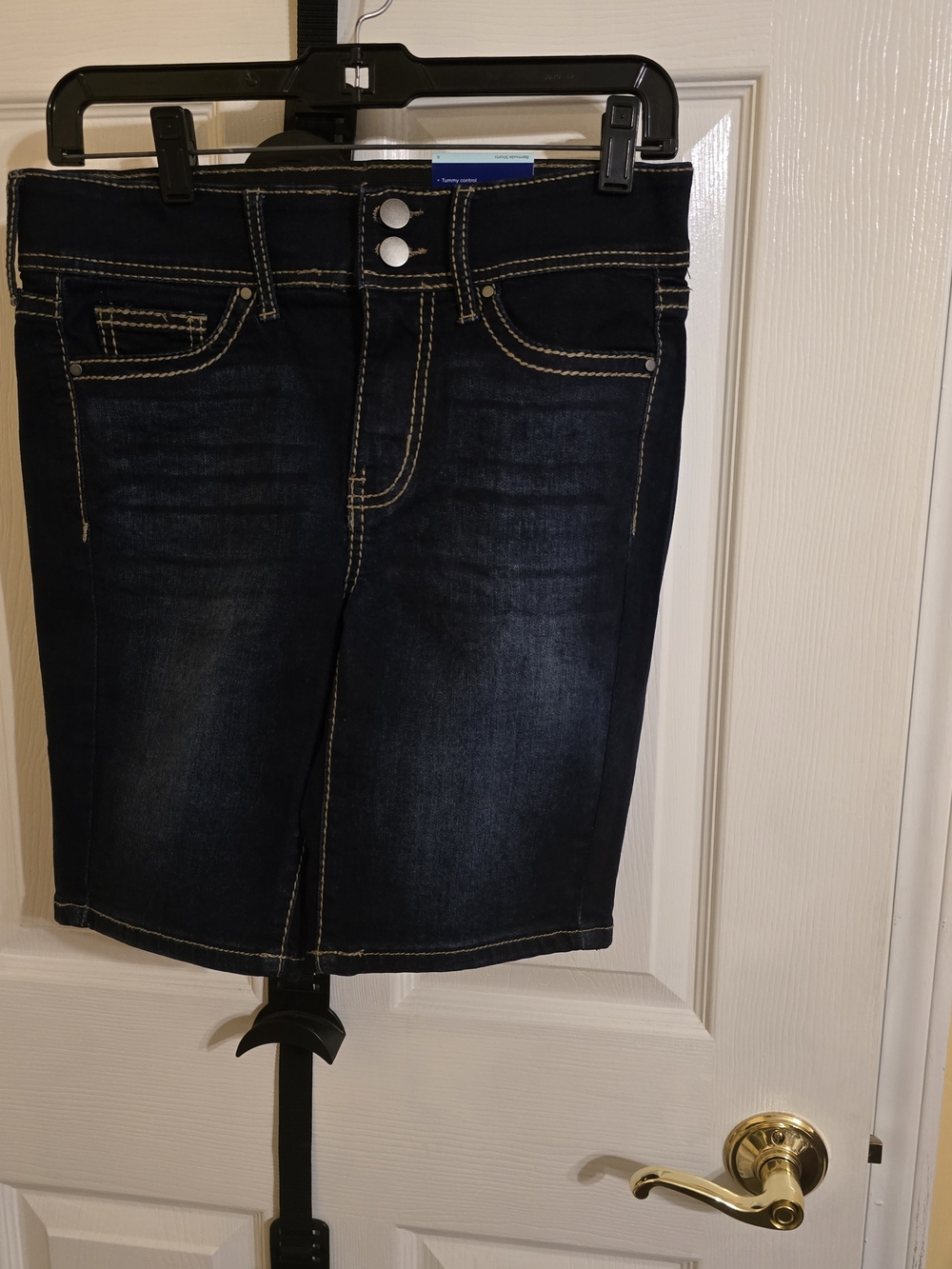 Apt. 9 Dark Blue Denim Bermuda Shorts with Contrast Stitching